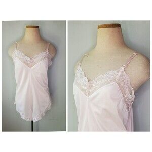 Vintage 60s Pastel Pink Lace One Piece Lingerie Playsuit Romper Teddy Medium